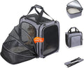 Cat Travel Carrier with Litter Box, Expandable Cat Carrier for Car Travel, Soft Sided Pet Carrier for Cats/Puppies up to 20Lbs, Grey