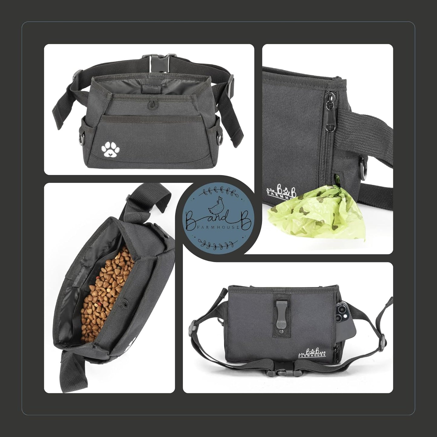 Dog Treat Pouches for Pet Training - Custom Design - Dog Treat Bag for Dog Training & Behavior Aids - Fanny Pack for Dog Walking Bag - Puppy Treat Pouch & Black Belt Bag