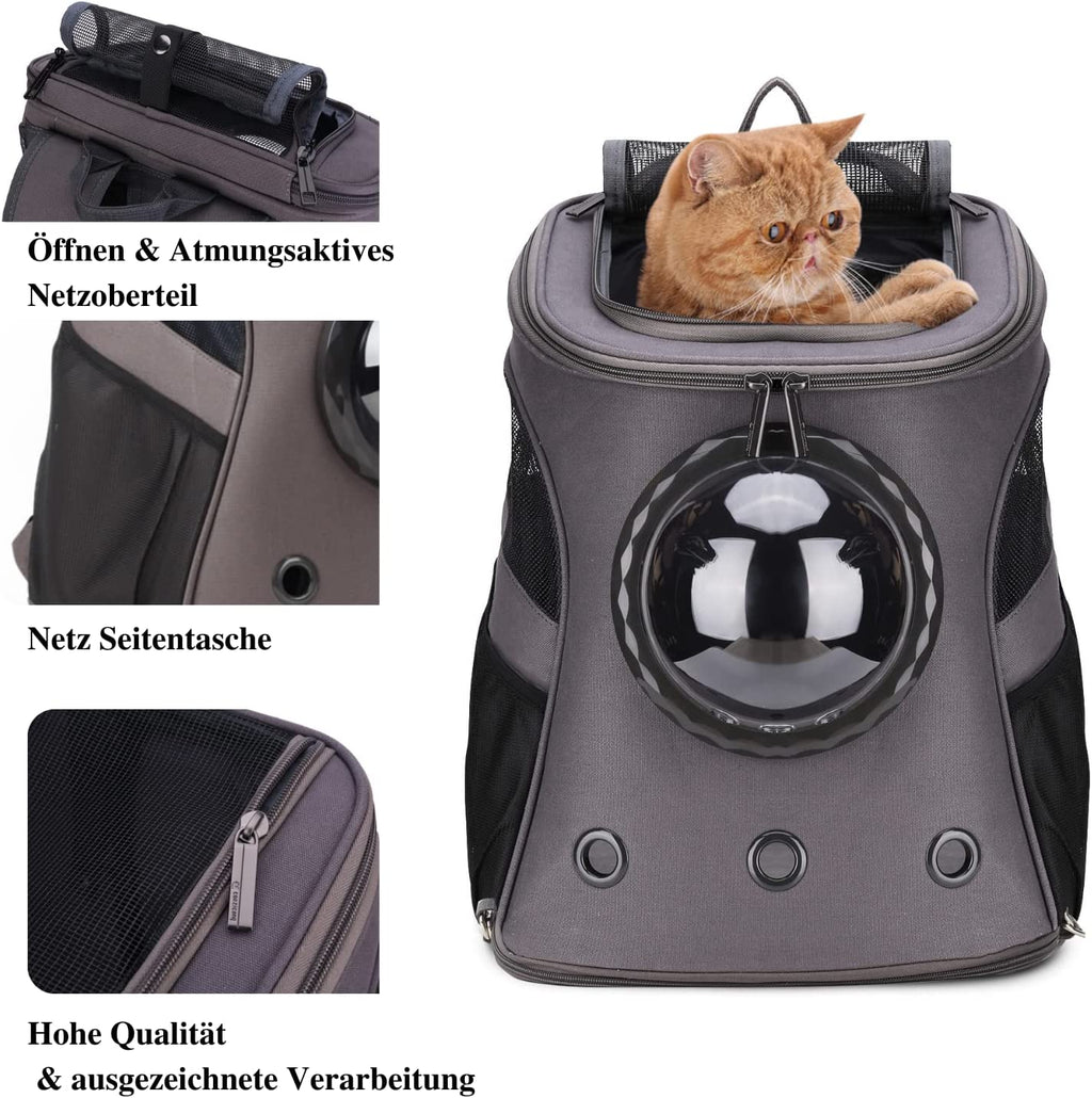 Pet Carrier Canvas Bubble Backpack, Breathable Capsule Portable Pet Backpack