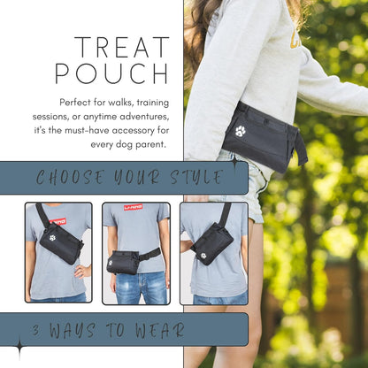Dog Treat Pouches for Pet Training - Custom Design - Dog Treat Bag for Dog Training & Behavior Aids - Fanny Pack for Dog Walking Bag - Puppy Treat Pouch & Black Belt Bag