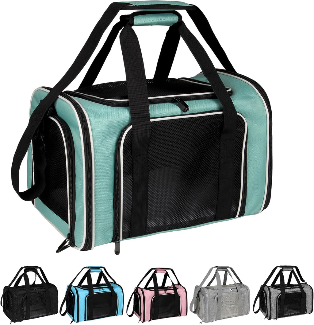 Cat, Dog Carrier for Small Medium Pet Carriers up To15Lbs, Cats Carrier Soft- Sided Puppy Dogs Bag Portable Foldable Airline Approved Carrier Travel (Green 18 * 11 * 11)
