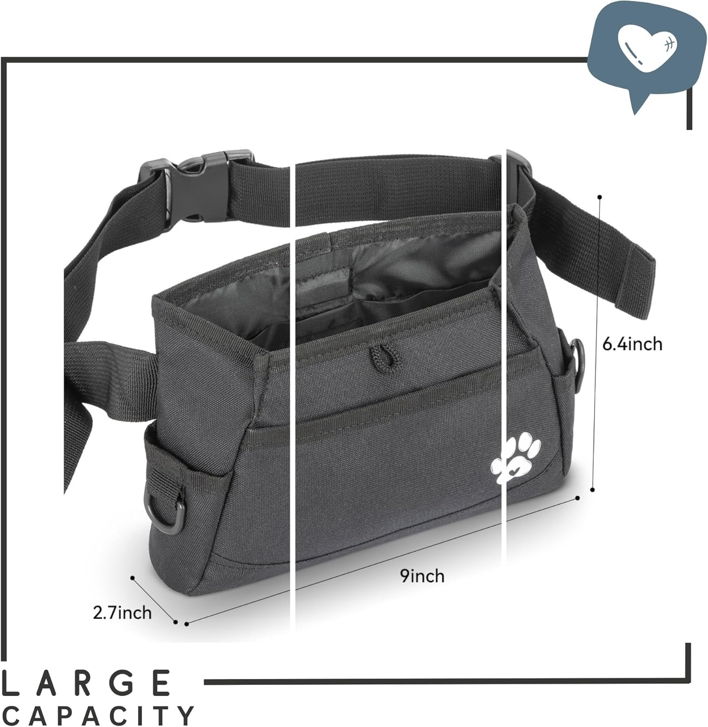 Dog Treat Pouches for Pet Training - Custom Design - Dog Treat Bag for Dog Training & Behavior Aids - Fanny Pack for Dog Walking Bag - Puppy Treat Pouch & Black Belt Bag