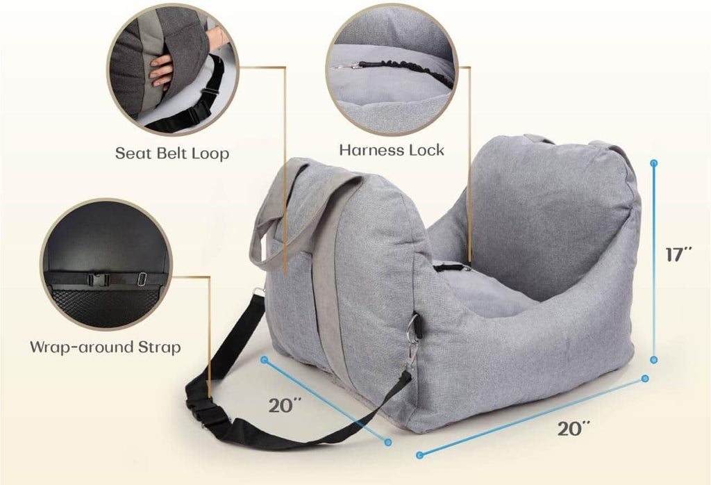 Dog Car Seat, Puppy Booster Seat, Travel Carrier Bed for Small and Medium Pets