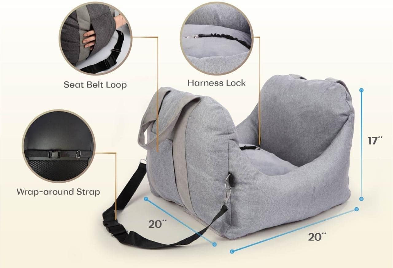 Dog Car Seat, Puppy Booster Seat, Travel Carrier Bed for Small and Medium Pets