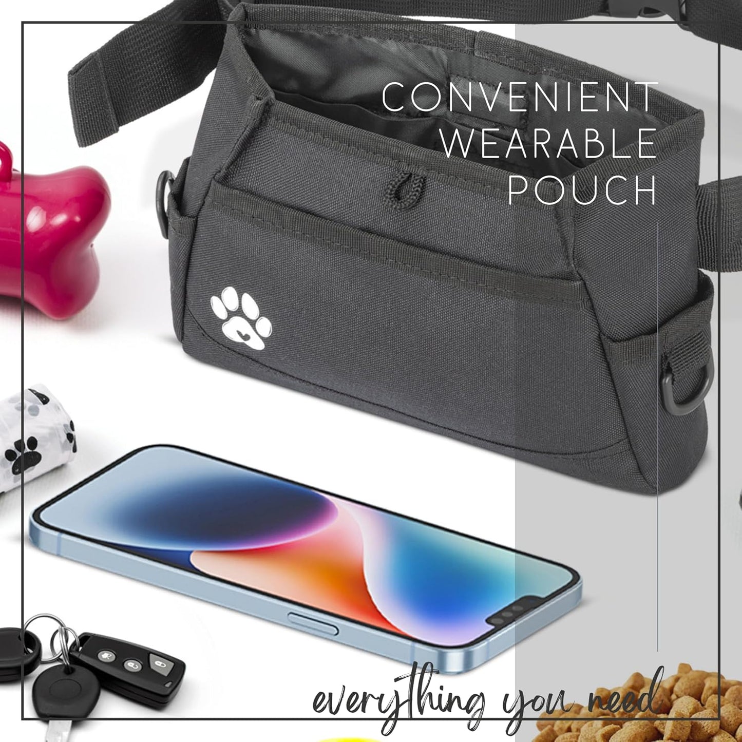 Dog Treat Pouches for Pet Training - Custom Design - Dog Treat Bag for Dog Training & Behavior Aids - Fanny Pack for Dog Walking Bag - Puppy Treat Pouch & Black Belt Bag